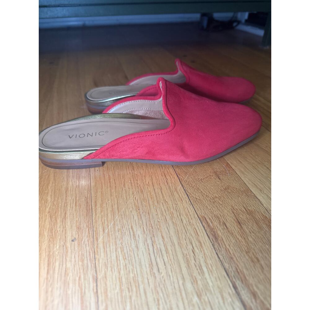 Vionic Willa Mule Loafers Red Suede Slip On Comfort Shoes Womens 6.5 - Picture 2 of 8